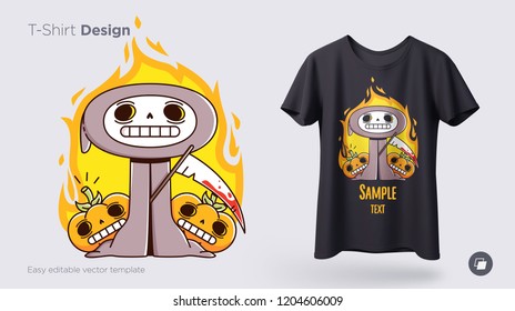 Funny skeleton illustration. Print on T-shirts, sweatshirts and souvenirs. Vector