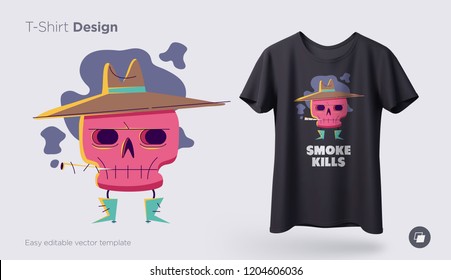 Funny skeleton illustration. Print on T-shirts, sweatshirts and souvenirs. Vector