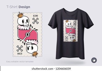Funny skeleton illustration. Print on T-shirts, sweatshirts and souvenirs. Vector