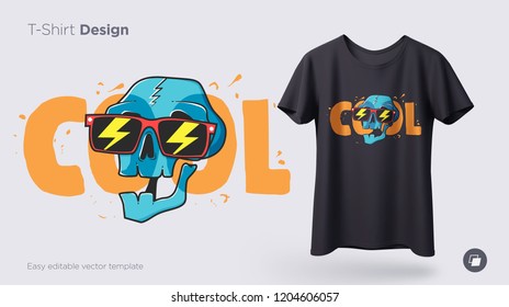 Funny skeleton illustration. Print on T-shirts, sweatshirts and souvenirs. Vector