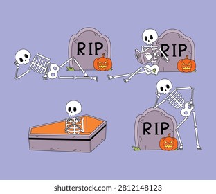Funny skeleton lying down
