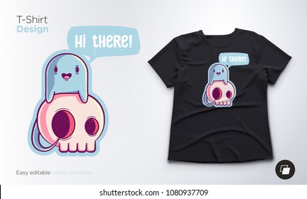 Funny skeleton. Print on T-shirts, sweatshirts and souvenirs. Vector illustration