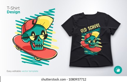 Funny skeleton. Print on T-shirts, sweatshirts and souvenirs. Vector illustration