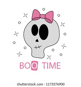 Funny skeleton. Print on T-shirts, sweatshirts and souvenirs. Vector illustration - Boo time, Halloween t-shirt print