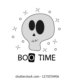 Funny skeleton. Print on T-shirts, sweatshirts and souvenirs. Vector illustration - Boo time, Halloween t-shirt print