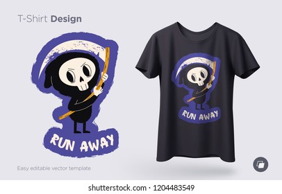 Funny skeleton. Print on T-shirts, sweatshirts and souvenirs. Vector illustration