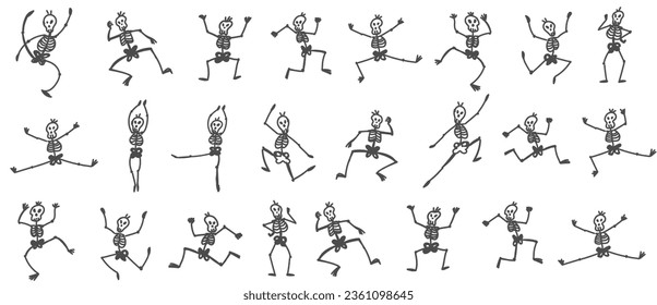 Funny skeleton symbol. Halloween banner vector illustration 