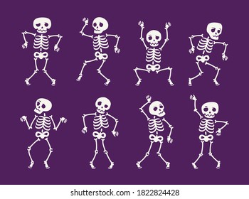 Funny skeleton symbol. Halloween cartoon vector illustration