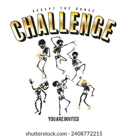 funny skeletons dancing together design