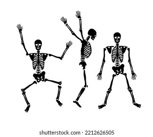 Funny skeletons objects. Vector illustration for halloween design.