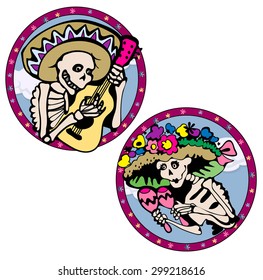 Funny skeletons. Vector illustration