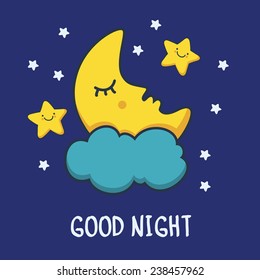 2,494 Sleepy moon stars illustration Images, Stock Photos & Vectors ...