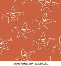 Funny sketching star Seamless pattern. Baby star vector pattern. Cartoon vector seamless wallpaper