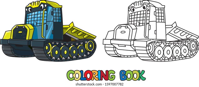 Funny skidding tractor with eyes coloring book