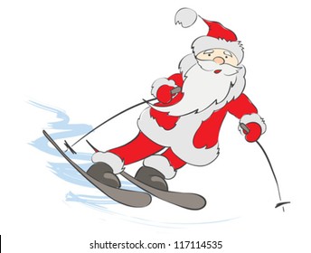 Funny skier Santa