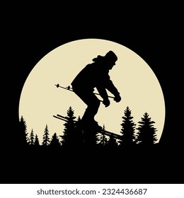 Funny Skiing Sports Retro Vintage Ski T-shirt Design