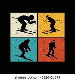 Funny Skiing Sports Retro Vintage Ski T-shirt Design