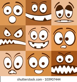 Funny skin color emotions seamless pattern.