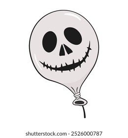 Lustiger Schädelballon. Halloween Dekoration. Vektorgrafik