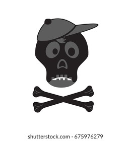 Funny skull with crossbones in a cap.