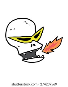 funny skull in doodle style