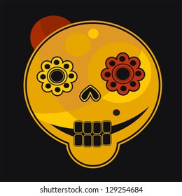 Funny skull face. Vector illustration.