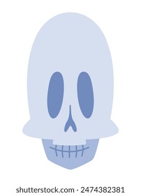 Funny skull in flat style. Halloween design element.