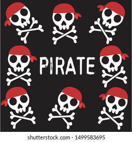 Funny skull flat, vector illustration
