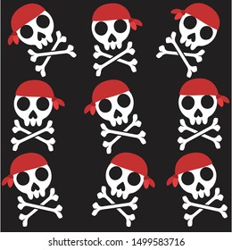 Funny skull flat, vector illustration