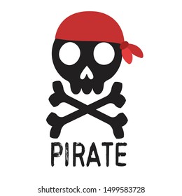 Funny skull flat, vector illustration