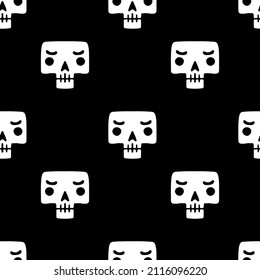 Funny skull head seamless pattern illustration. Vector graphics for t-shirt prints and other uses.