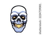 a funny skull head show a happy face and smile so bright
