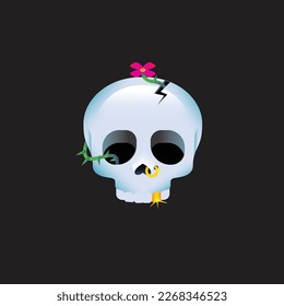 funny skull illustration flat graphics vector design 