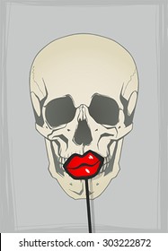 Funny skull with lips