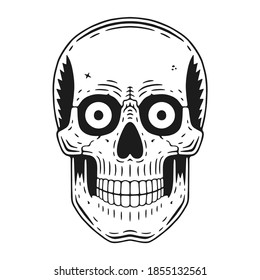 Funny skull. Modern logo. Retro skull dude.