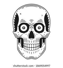Funny skull. Modern logo retro skull dude.