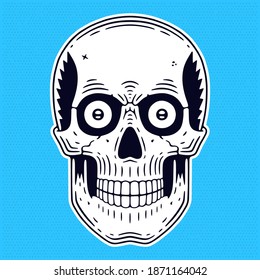 Funny skull. Modern logo. Retro skull dude.