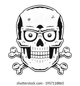 Funny skull. Modern logo retro skull dude.