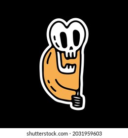 Funny skull is peeking illustration. Vector graphics for t-shirt prints and other uses.