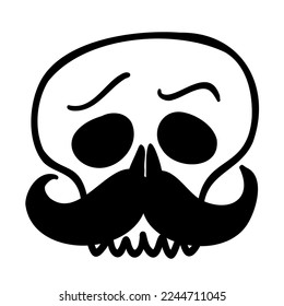 Funny skull with scary mustache.
