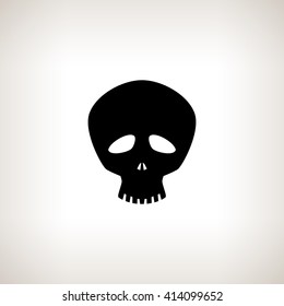 Funny Skull, Silhouette Skull on a Light  Background , Isolated, Death's-head, Black and White Vector Illustration