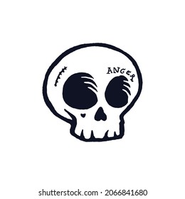 Funny Skull Sticker Vector Art