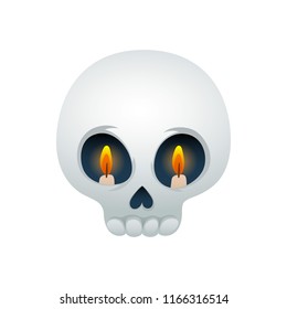 Funny skull vector illustration - eyes with candles. Good for Halloween or Dia de los Muertos design.