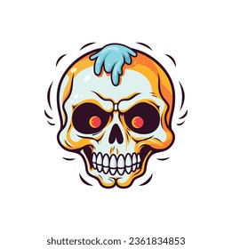 Funny skull vector illustration. Halloween concept 