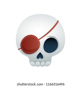 Funny skull vector illustration - one-eye pirat. Good for Halloween or Dia de los Muertos design.