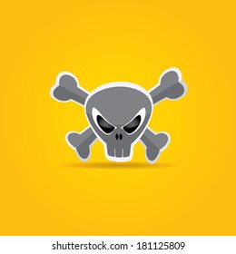funny Skull vector illustration. pirate sign or label