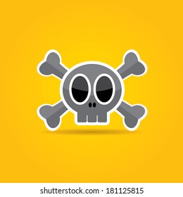 funny Skull vector illustration. pirate sign or label