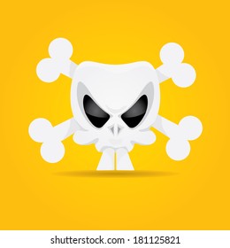 funny Skull vector illustration. pirate sign or label