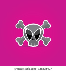 funny Skull vector illustration. pirate sign or label. jolly roger symbol