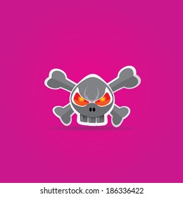 funny Skull vector illustration. pirate sign or label. jolly roger symbol